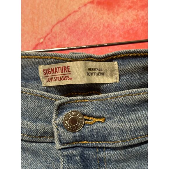 Signature Levi Strauss Jeans Womens 20 Heritage Boyfriend Stretch Denim Cuffed - Picture 2 of 6